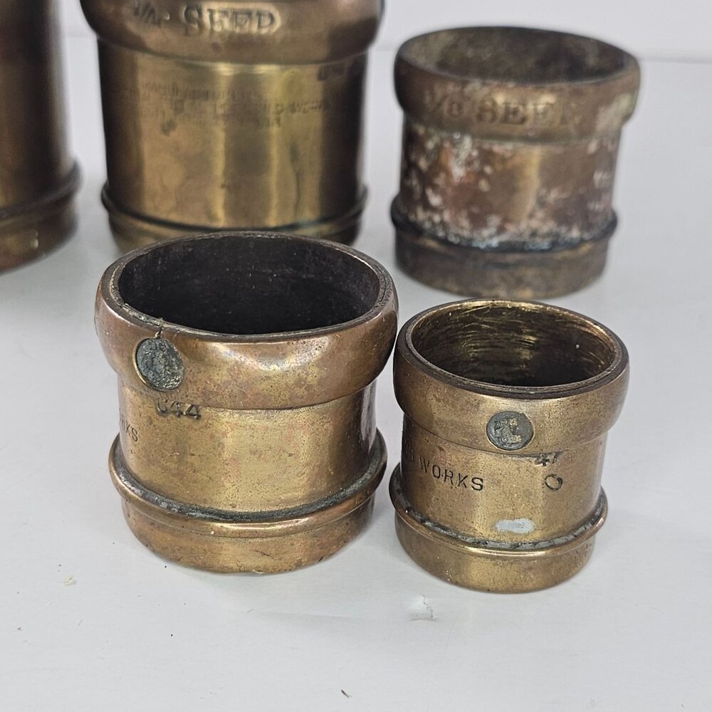 Vintage Brass Seer Measures Oriental Metal Pressing Works Bombay India Punjab - Picture 14 of 16